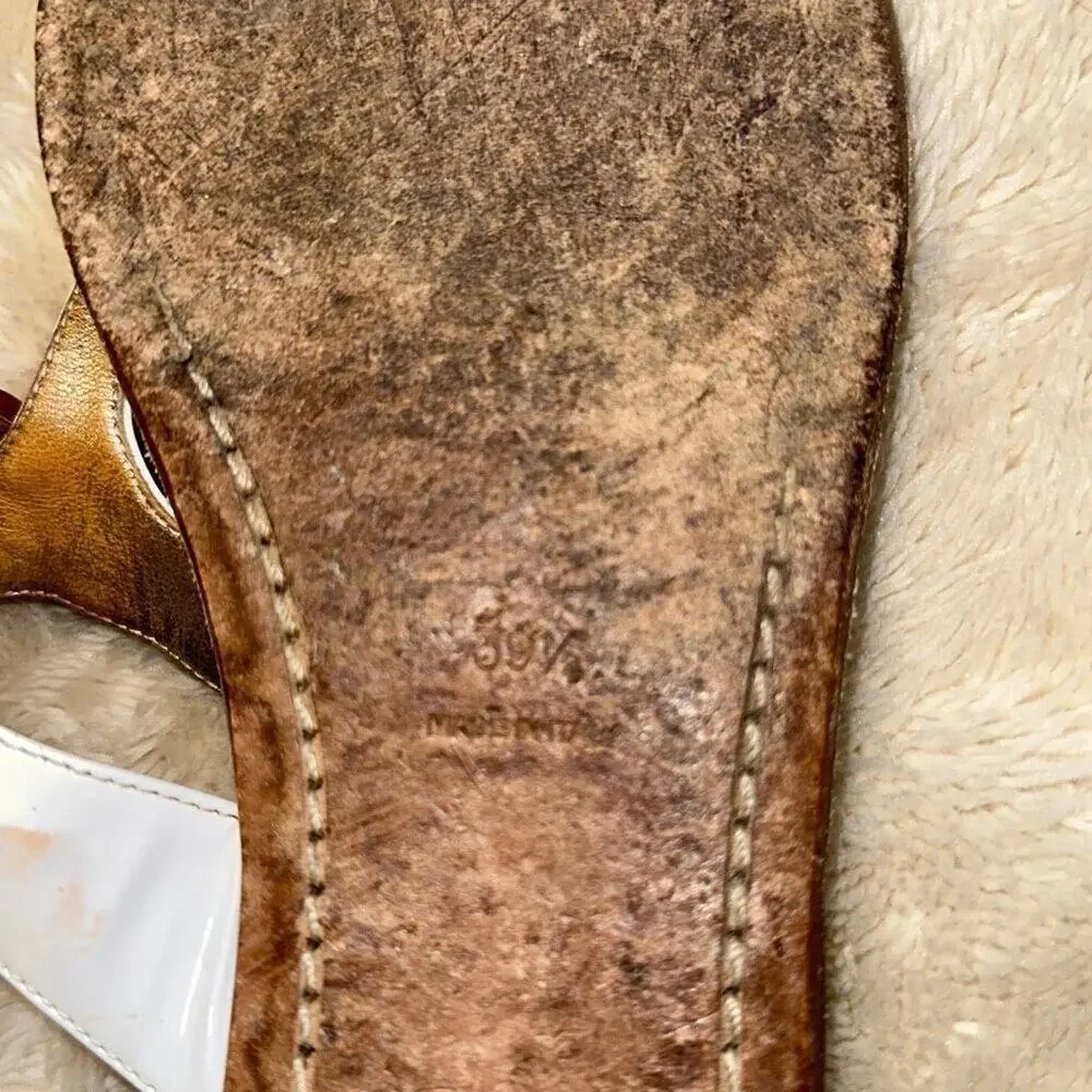 Prada white with tortoise shell chain sandals | Sz 39.5 - Picture 6 of 7